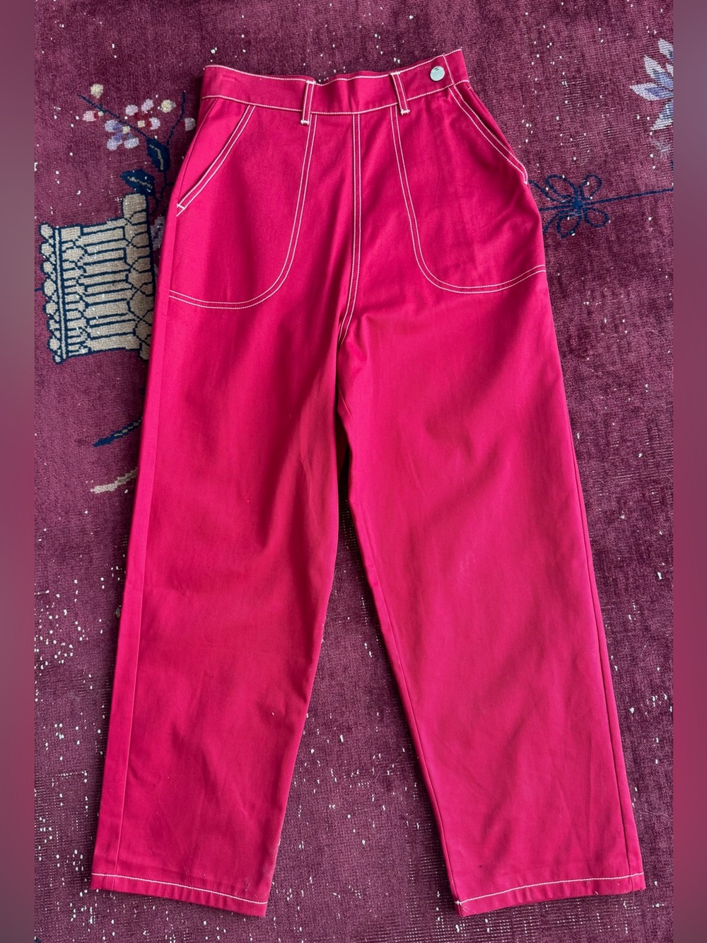 Adorable retro 1950’s Style Red Denim peddle pushers by Freddie’s of Pinewood!